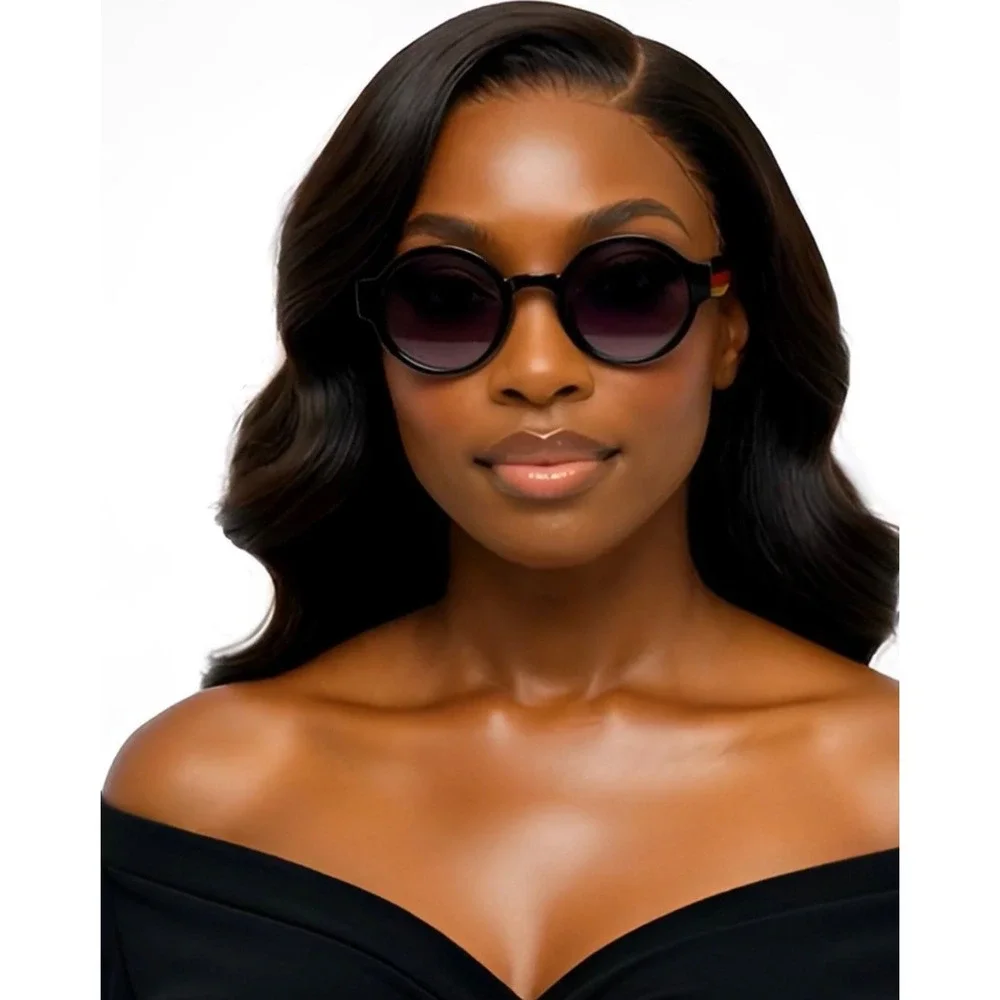 Round Sunglasses Fashion Green Red Stripe Women's Trendy Sun Glasses‎ Trendy New